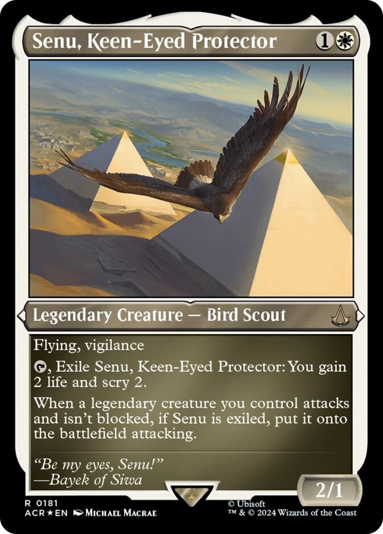 Senu, Keen-Eyed Protector (Foil Etched) [Assassin's Creed] | Good Games Adelaide SA
