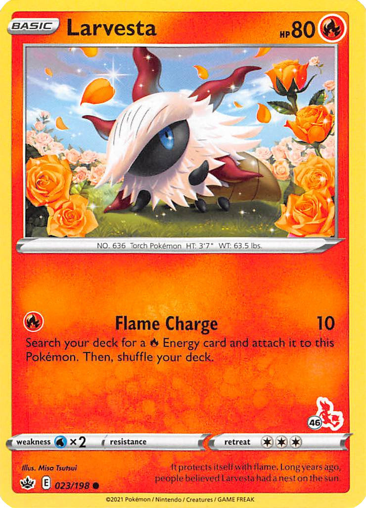 Larvesta (23/198) (Cinderace Stamp #46) [Battle Academy 2022] | Good Games Adelaide SA