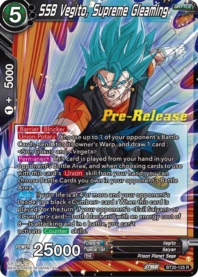 SSB Vegito, Supreme Gleaming (BT20-125) [Power Absorbed Prerelease Promos] | Good Games Adelaide SA