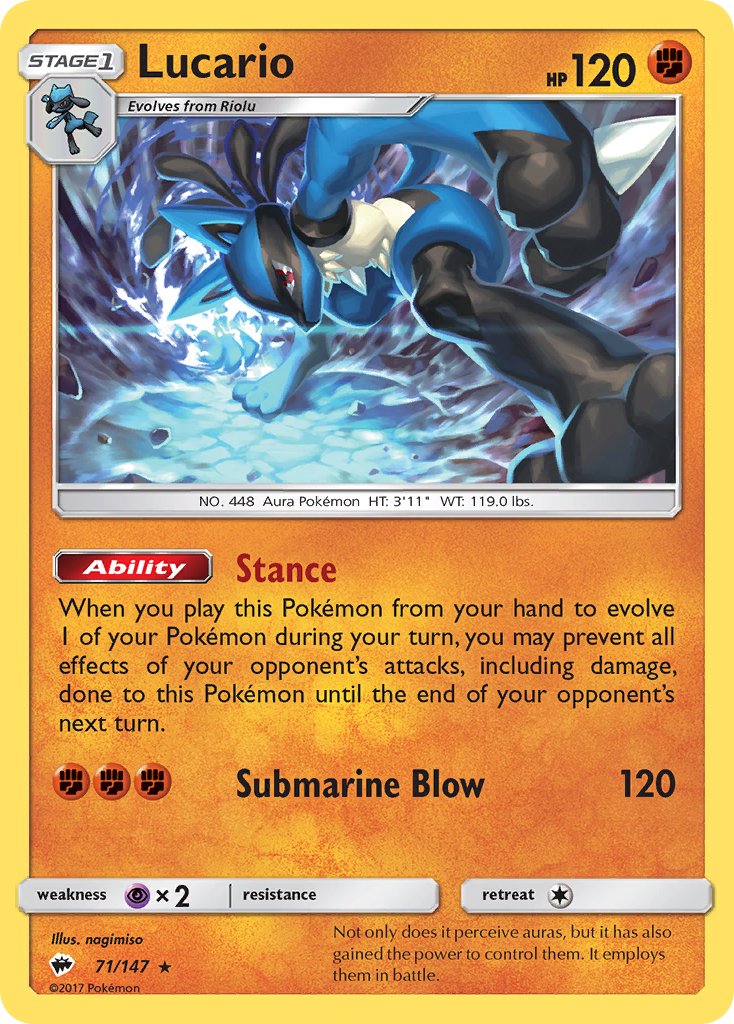 Lucario (71/147) (Theme Deck Exclusive) [Sun & Moon: Burning Shadows] | Good Games Adelaide SA