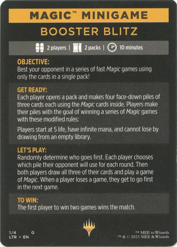 Magic Minigame Booster Blitz 1 (Universes Beyond: The Lord of the Rings: Tales of Middle-earth)  | Good Games Adelaide SA