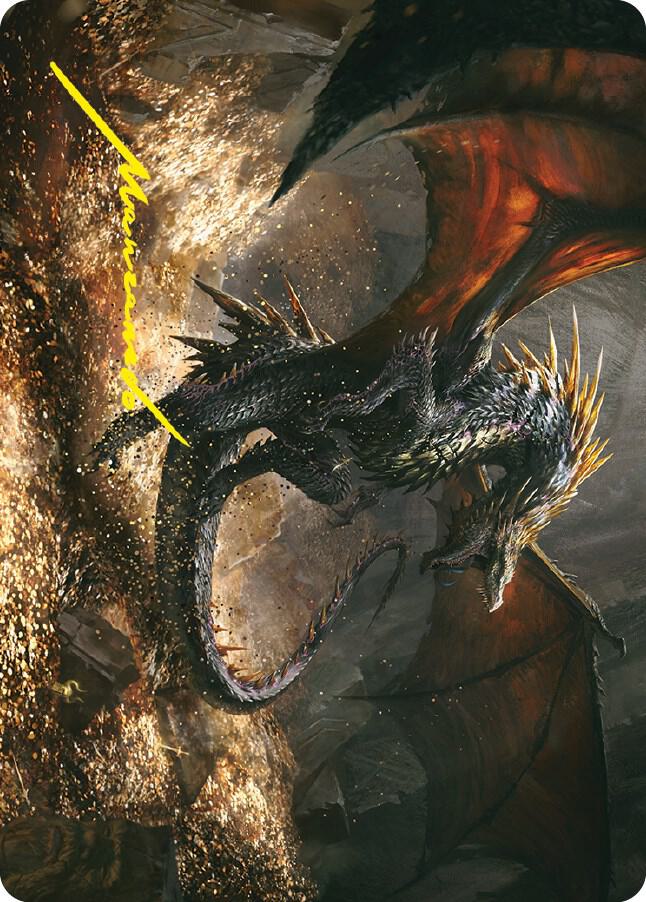 Cavern Hoard Dragon Art Card Gold Stamped Signature 61 (Art Series: Universes Beyond: The Lord of the Rings: Tales of Middle-earth)  | Good Games Adelaide SA