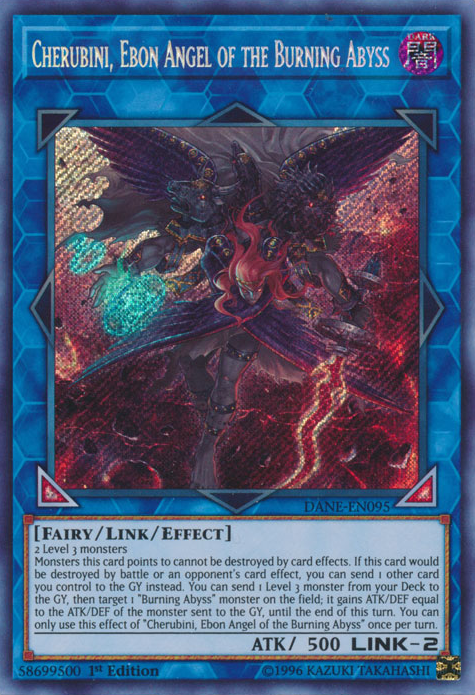 Cherubini, Ebon Angel of the Burning Abyss [DANE-EN095] Secret Rare | Good Games Adelaide SA