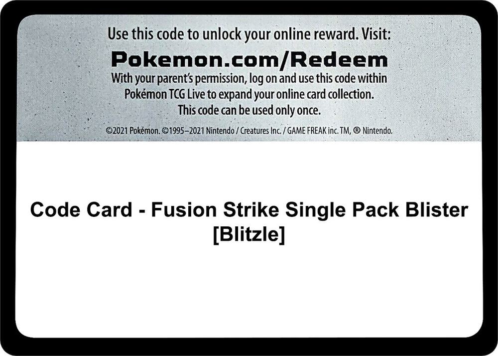 Code Card Fusion Strike Single Pack Blister Blitzle  (SWSH08: Fusion Strike)  | Good Games Adelaide SA