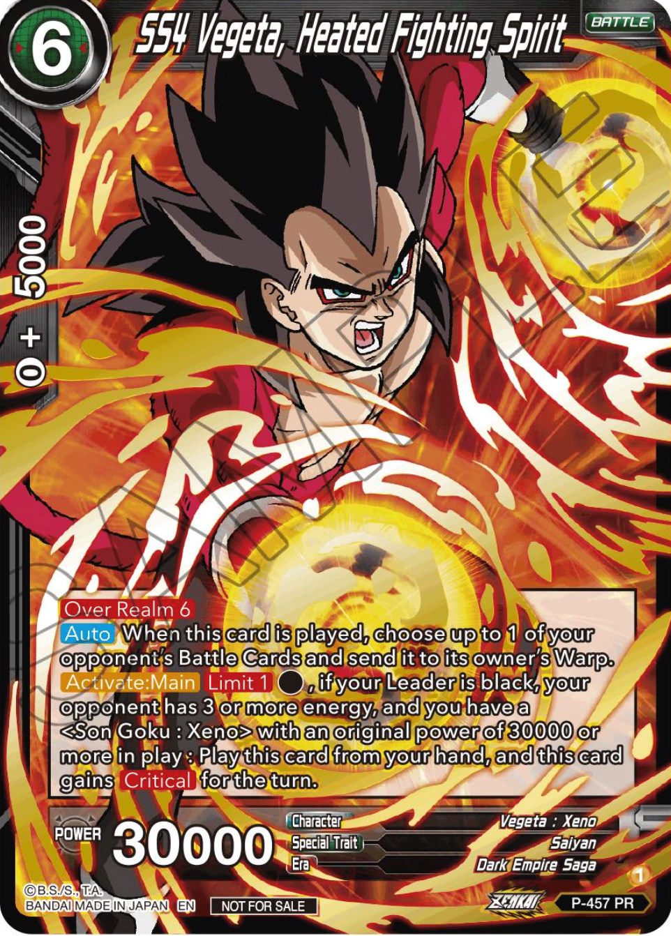 SS4 Vegeta, Heated Fighting Spirit (Championship Selection Pack 2023 Vol.1) (Gold-Stamped) (P-457) [Tournament Promotion Cards] | Good Games Adelaide SA