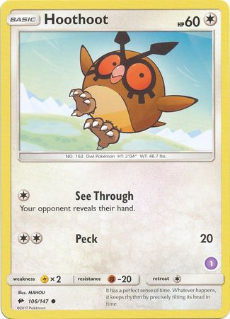 Hoothoot (106/147) (Deck Exclusive #1) [Sun & Moon: Trainer Kit - Alolan Sandslash] | Good Games Adelaide SA
