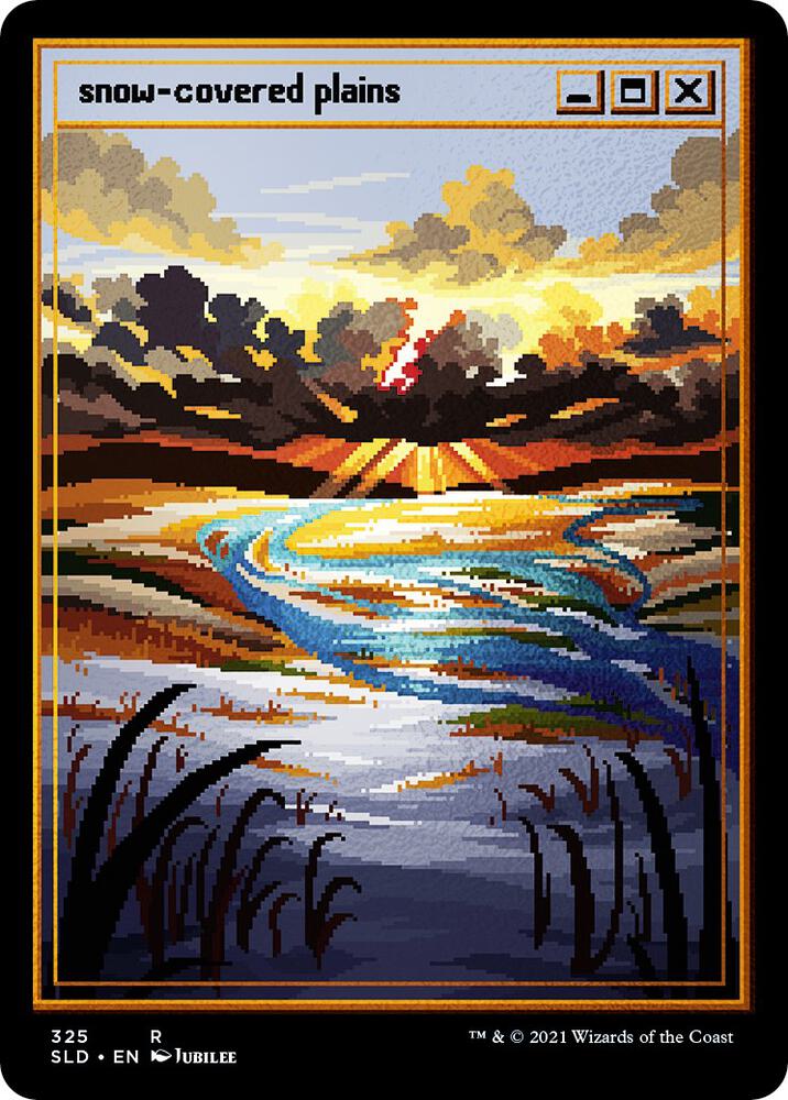 Snow Covered Plains PixelSnowLandsjpg Foil Etched 325 (Secret Lair Drop Series)  - Foil | Good Games Adelaide SA