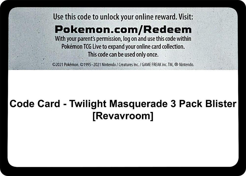 Code Card Twilight Masquerade 3 Pack Blister Revavroom  (SV06: Twilight Masquerade)  | Good Games Adelaide SA
