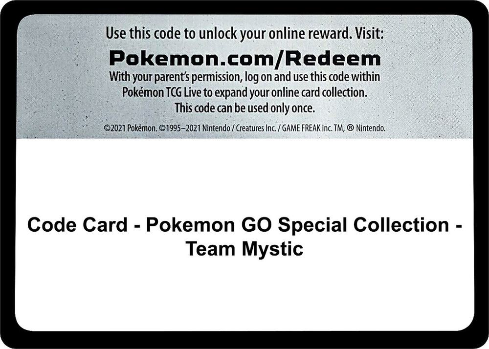 Code Card Pokemon GO Special Collection Team Mystic  (Pokemon GO)  | Good Games Adelaide SA