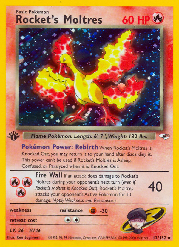Rocket's Moltres (12/132) [Gym Heroes 1st Edition] | Good Games Adelaide SA