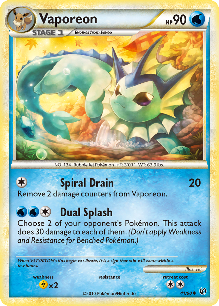 Vaporeon (41/90) [HeartGold & SoulSilver: Undaunted] | Good Games Adelaide SA