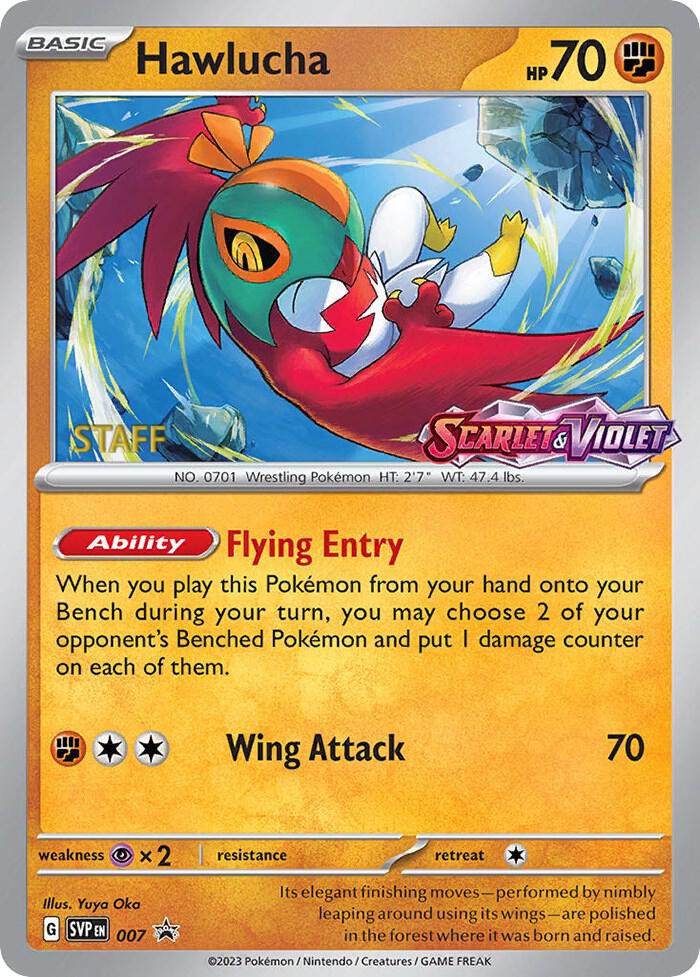 Hawlucha Prerelease Staff 007 (SV: Scarlet & Violet Promo Cards)  - Holofoil | Good Games Adelaide SA