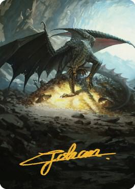 Ancient Copper Dragon Art Card 4 81 Gold Stamped Signature 4 (Art Series: Commander Legends: Battle for Baldur's Gate)  | Good Games Adelaide SA