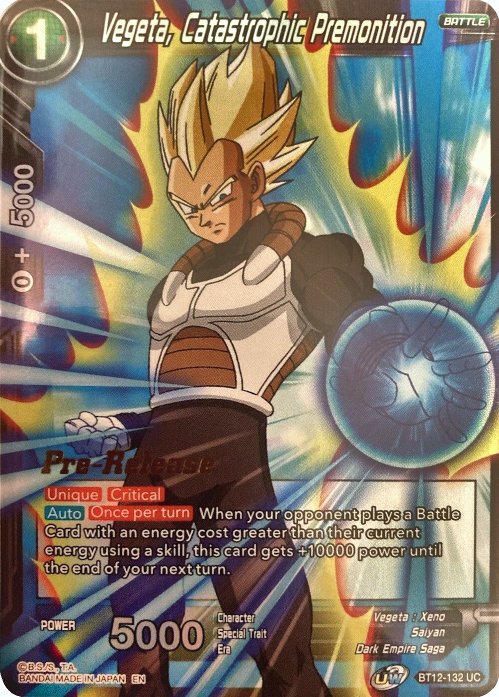 Vegeta, Catastrophic Premonition (Vicious Rejuvenation) [BT12-132] | Good Games Adelaide SA