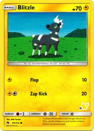 Blitzle (81/214) (Pikachu Stamp #19) [Battle Academy 2020] | Good Games Adelaide SA