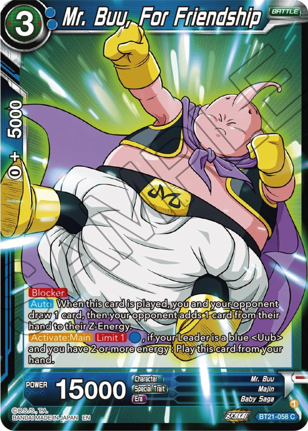 Mr. Buu, For Friendship (BT21-058) [ZENKAI Series: Set 04] | Good Games Adelaide SA