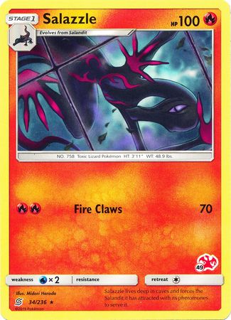 Salazzle (34/236) (Charizard Stamp #49) [Battle Academy 2020] | Good Games Adelaide SA