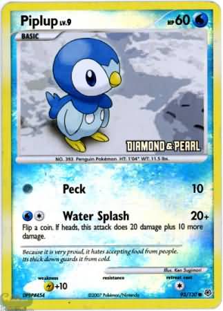 Piplup (93/130) [Burger King Promos: 2008 Collection] | Good Games Adelaide SA