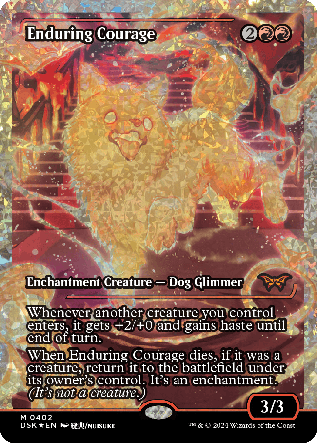 Enduring Courage (Full Art) (Japan Showcase) (Fracture Foil) [Duskmourn: House of Horror] | Good Games Adelaide SA