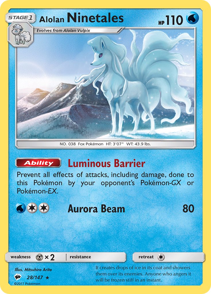 Alolan Ninetales (28/147) (Cracked Ice Holo) (Theme Deck Exclusive) [Sun & Moon: Burning Shadows] | Good Games Adelaide SA