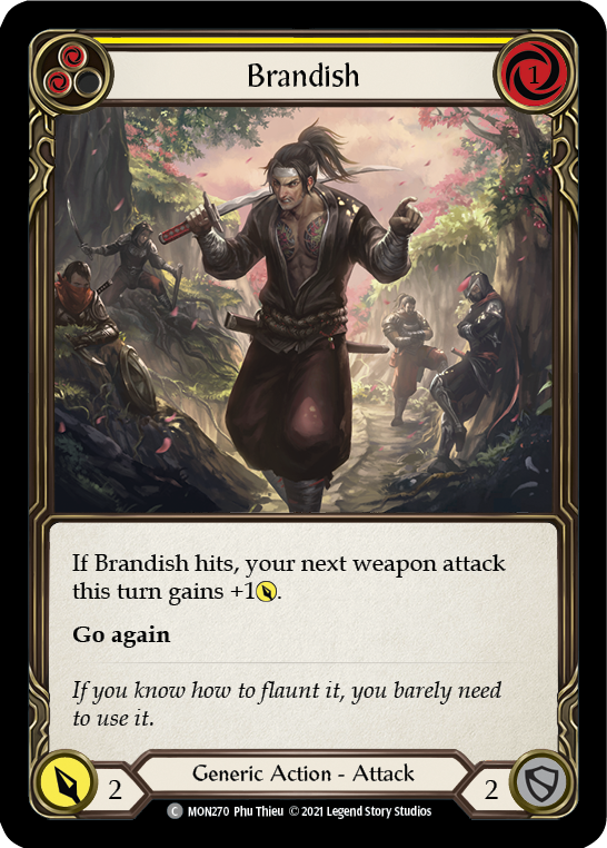 Brandish (Yellow) [MON270-RF] 1st Edition Rainbow Foil | Good Games Adelaide SA