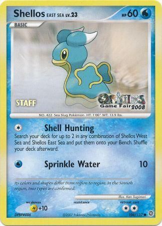 Shellos East Sea (106/132) (Origins Game Fair 2008 Staff) [Nintendo: Black Star Promos] | Good Games Adelaide SA