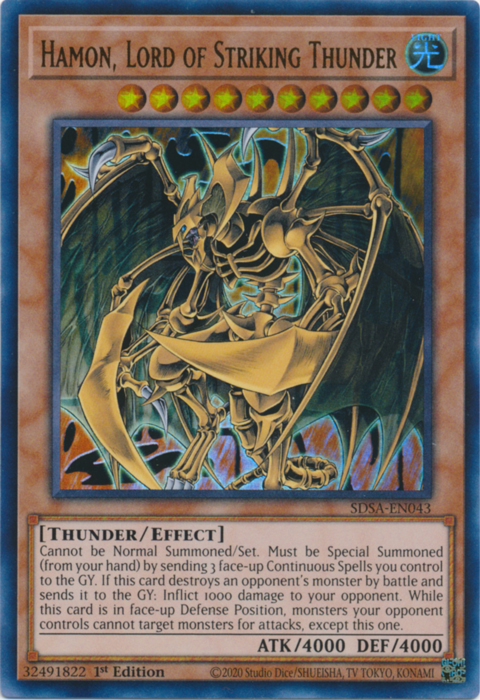 Hamon, Lord of Striking Thunder [SDSA-EN043] Ultra Rare | Good Games Adelaide SA