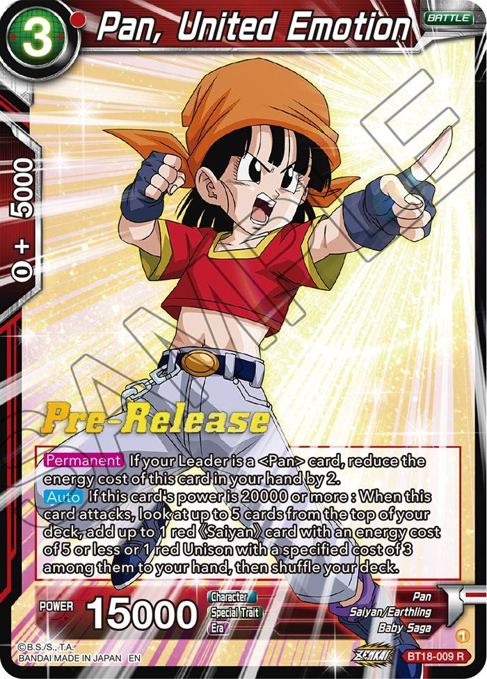 Pan, United Emotion (BT18-009) [Dawn of the Z-Legends Prerelease Promos] | Good Games Adelaide SA