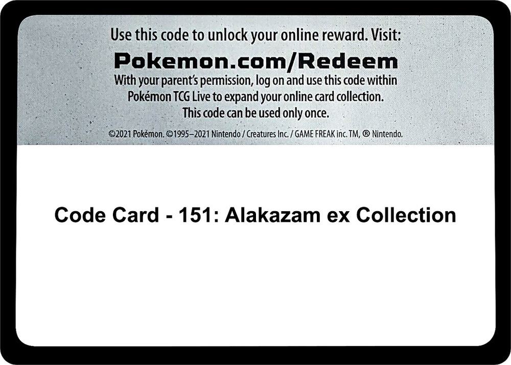Code Card 151 Alakazam ex Collection  (SV: Scarlet & Violet 151)  | Good Games Adelaide SA