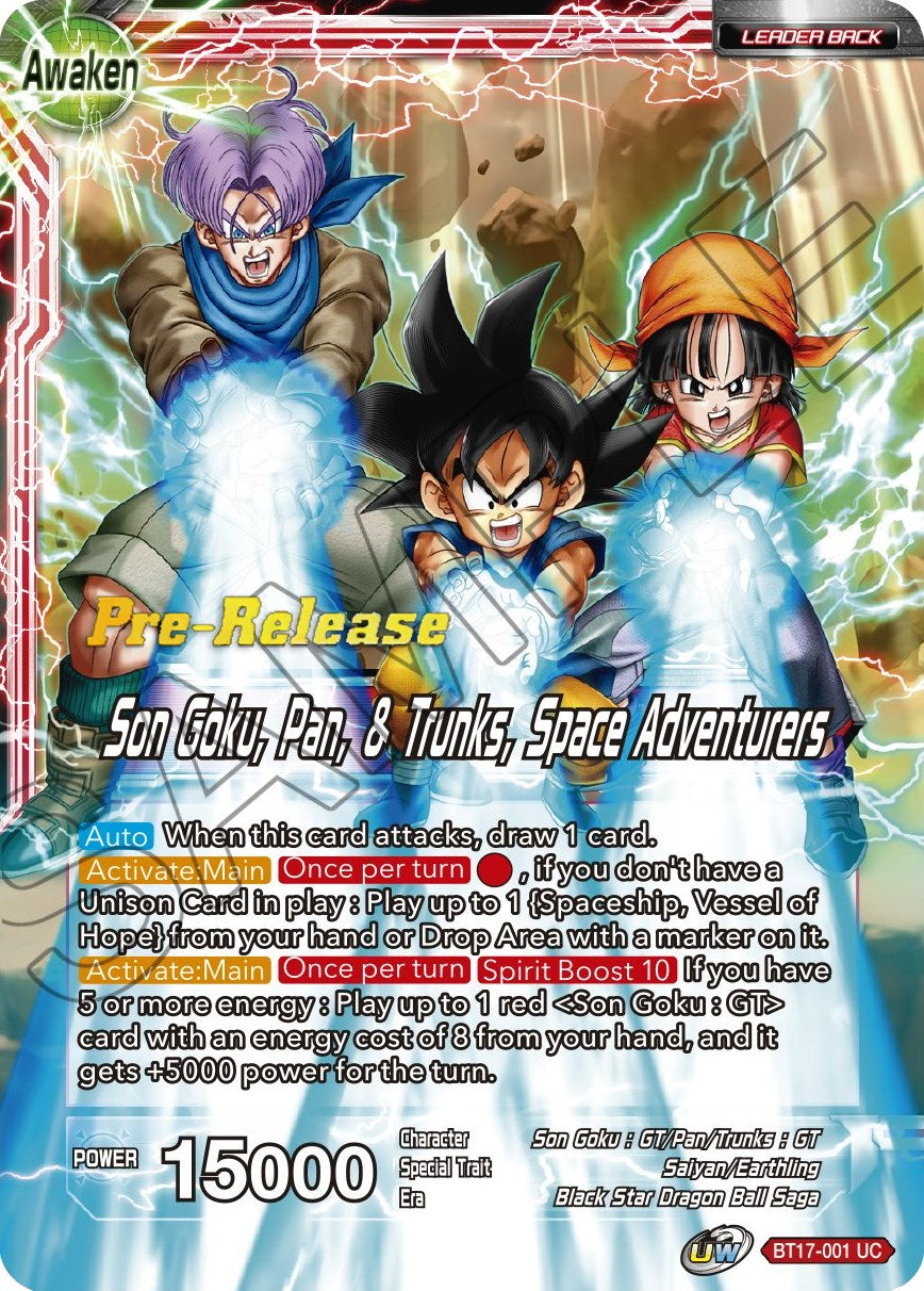 Son Goku // Son Goku, Pan, and Trunks, Space Adventurers (BT17-001) [Ultimate Squad Prerelease Promos] | Good Games Adelaide SA