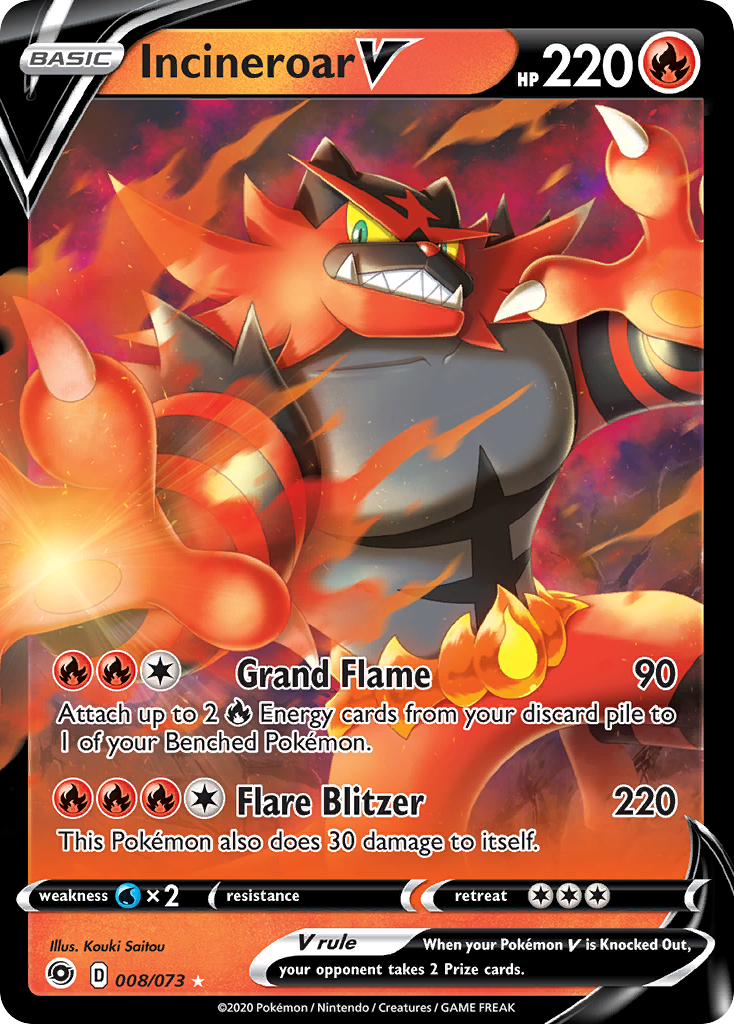 Incineroar V (008/073) [Sword & Shield: Champion's Path] | Good Games Adelaide SA