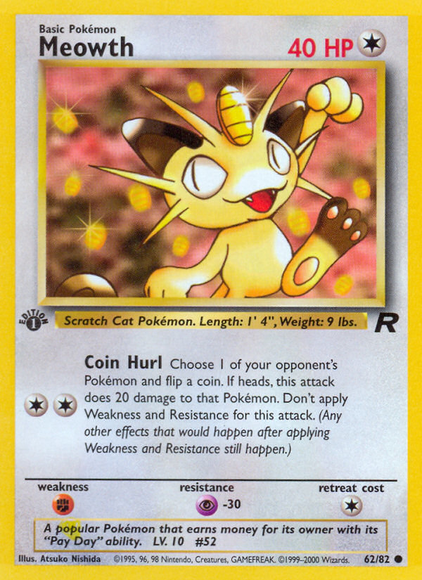 Meowth (62/82) [Team Rocket 1st Edition] | Good Games Adelaide SA