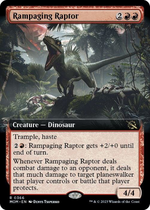 Rampaging Raptor 366 (March of the Machine)  - Extended Art Foil | Good Games Adelaide SA