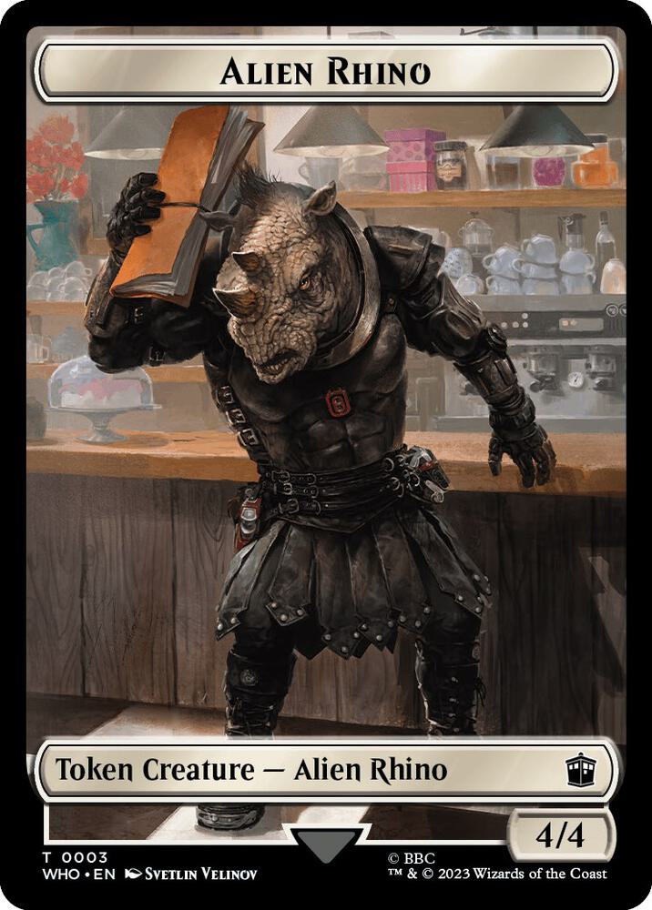 Alien Rhino Alien Warrior Double Sided Token 3 // 14 (Universes Beyond: Doctor Who)  - Foil | Good Games Adelaide SA