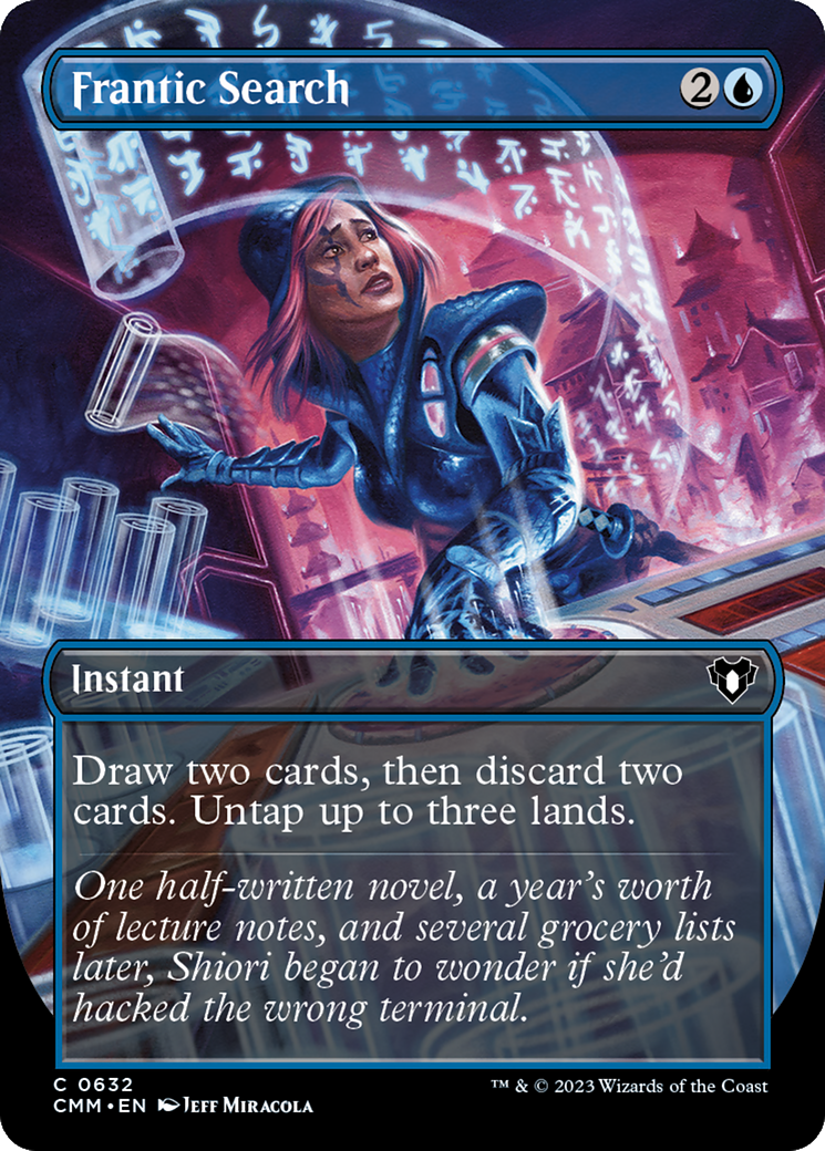 Frantic Search (Borderless Alternate Art) [Commander Masters] | Good Games Adelaide SA