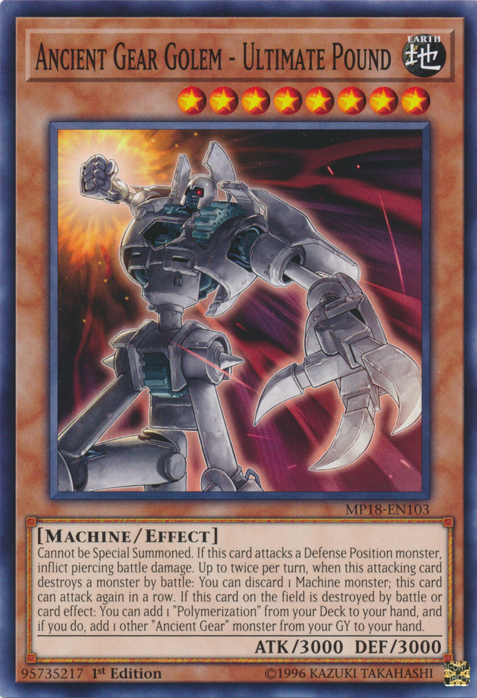 Ancient Gear Golem - Ultimate Pound [MP18-EN103] Common | Good Games Adelaide SA