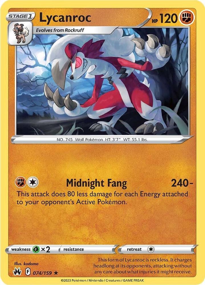 Lycanroc 074/159 (Crown Zenith)  | Good Games Adelaide SA