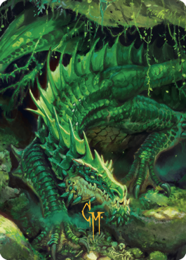 Lurking Green Dragon Art Card (Gold-Stamped Signature) [Commander Legends: Battle for Baldur's Gate Art Series] | Good Games Adelaide SA