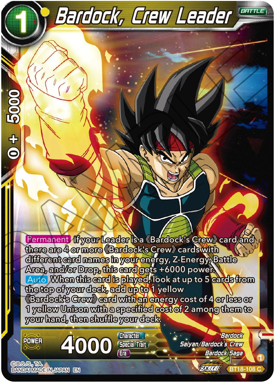 Bardock, Crew Leader (BT18-108) [Dawn of the Z-Legends] | Good Games Adelaide SA