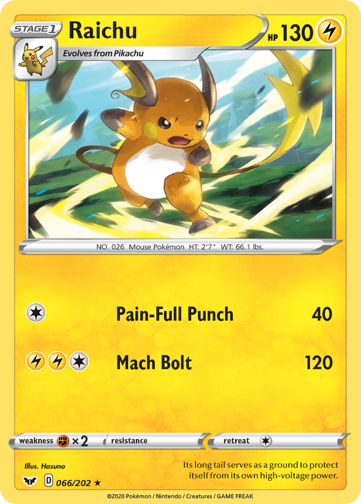 Raichu (066/202) [Sword & Shield: Base Set] | Good Games Adelaide SA