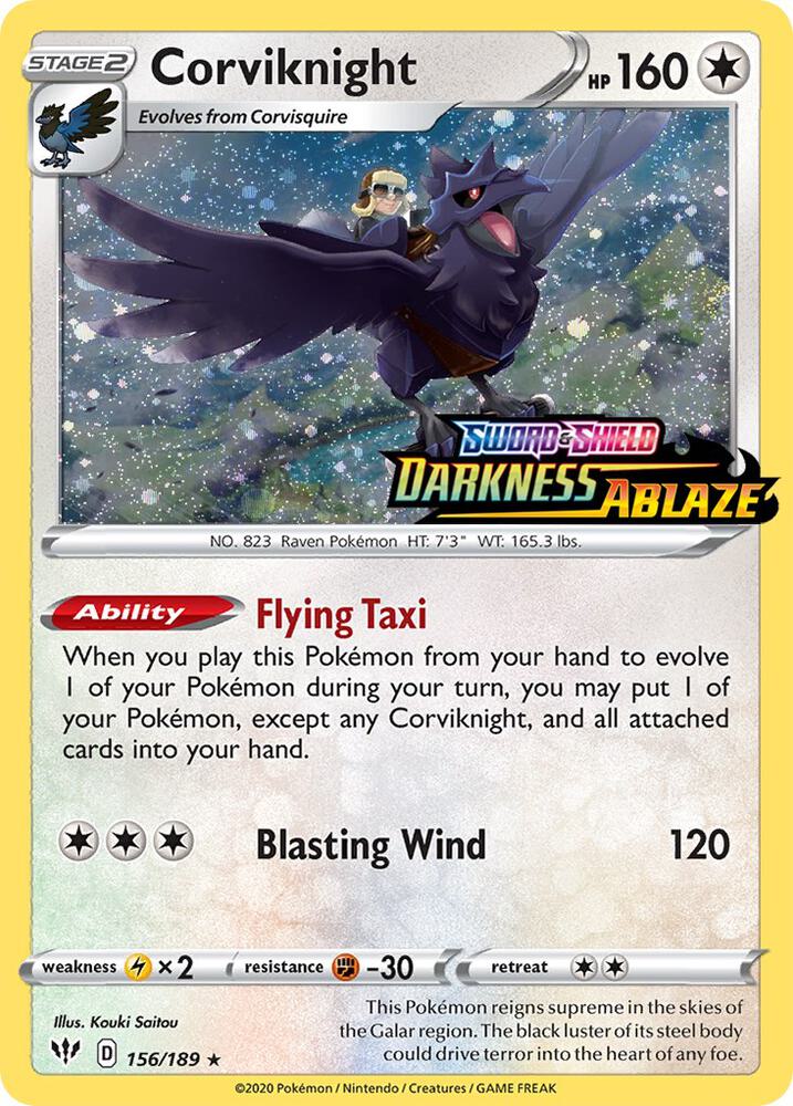 Corviknight 156 189 Darkness Ablaze Stamped 156/189 (Miscellaneous Cards & Products)  - Holofoil | Good Games Adelaide SA