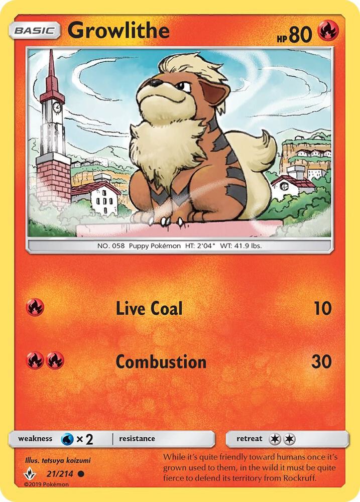 Growlithe 21/214 (SM - Unbroken Bonds)  | Good Games Adelaide SA