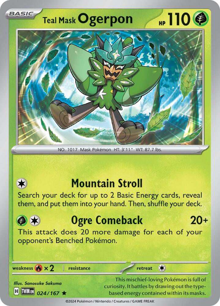 Teal Mask Ogerpon 024/167 (SV06: Twilight Masquerade)  - Holofoil | Good Games Adelaide SA