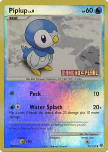 Piplup 93 130 Diamond and Pearl 093/100 (Burger King Promos)  - Reverse Holofoil | Good Games Adelaide SA