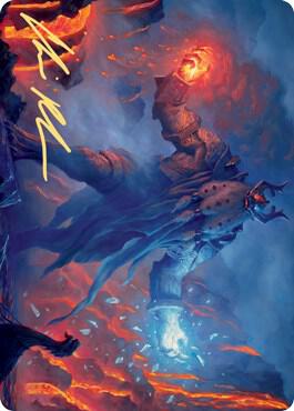 Aegar the Freezing Flame Art Card Gold Stamped Signature 55 (Art Series: Kaldheim)  | Good Games Adelaide SA
