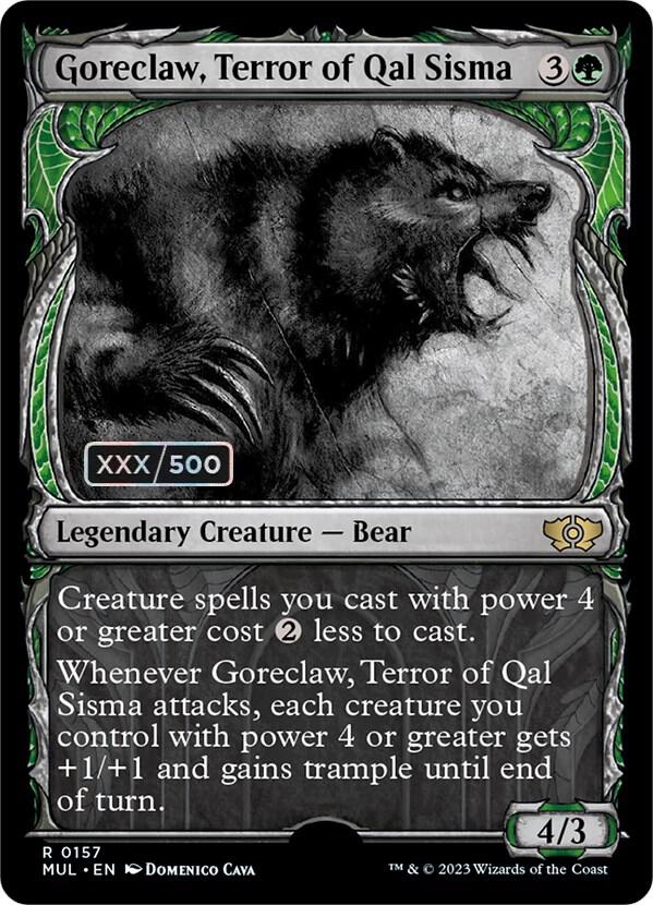 Goreclaw, Terror of Qal Sisma Serialized 157 (March of the Machine: Multiverse Legends)  - Double Rainbow Foil | Good Games Adelaide SA