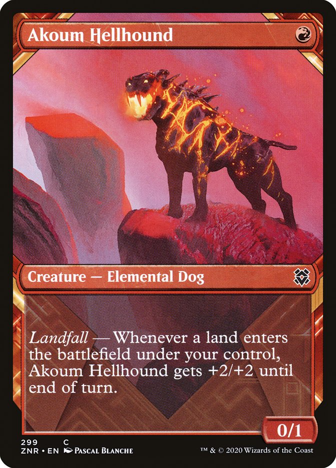 Akoum Hellhound (Showcase) [Zendikar Rising] | Good Games Adelaide SA