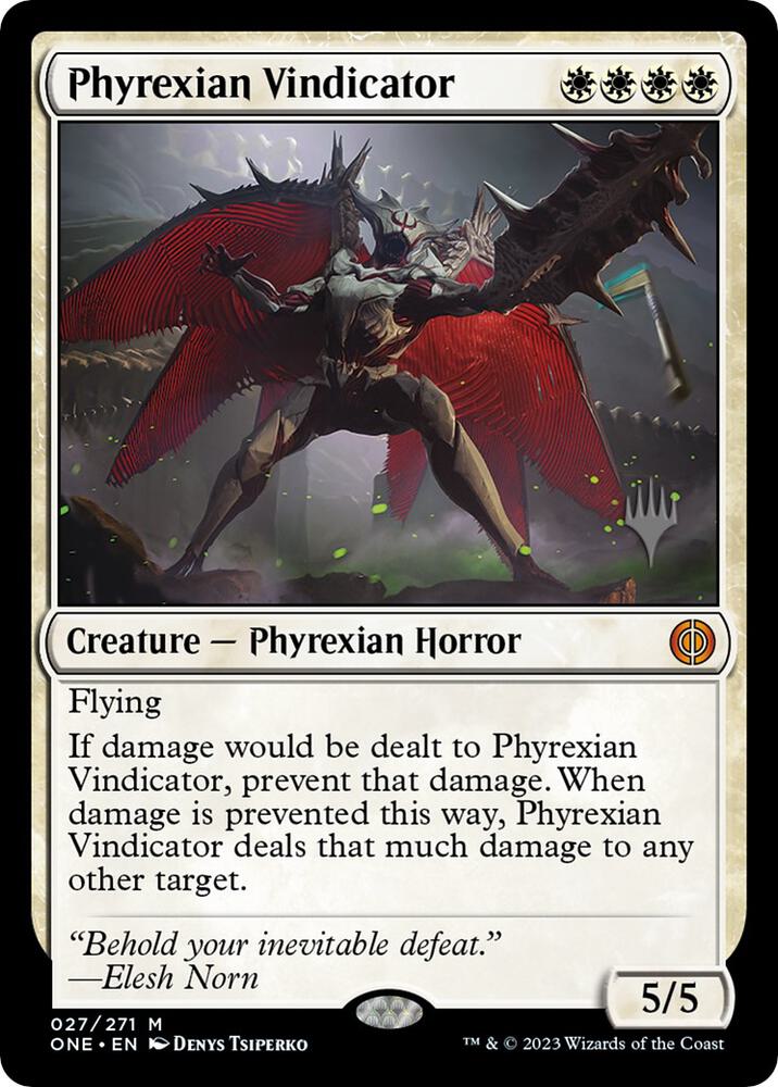 Phyrexian Vindicator 27p/160 (Promo Pack: Phyrexia: All Will Be One)  - Foil | Good Games Adelaide SA