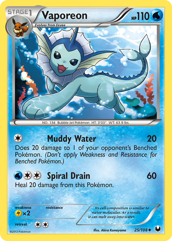 Vaporeon (25/108) [Black & White: Dark Explorers] | Good Games Adelaide SA