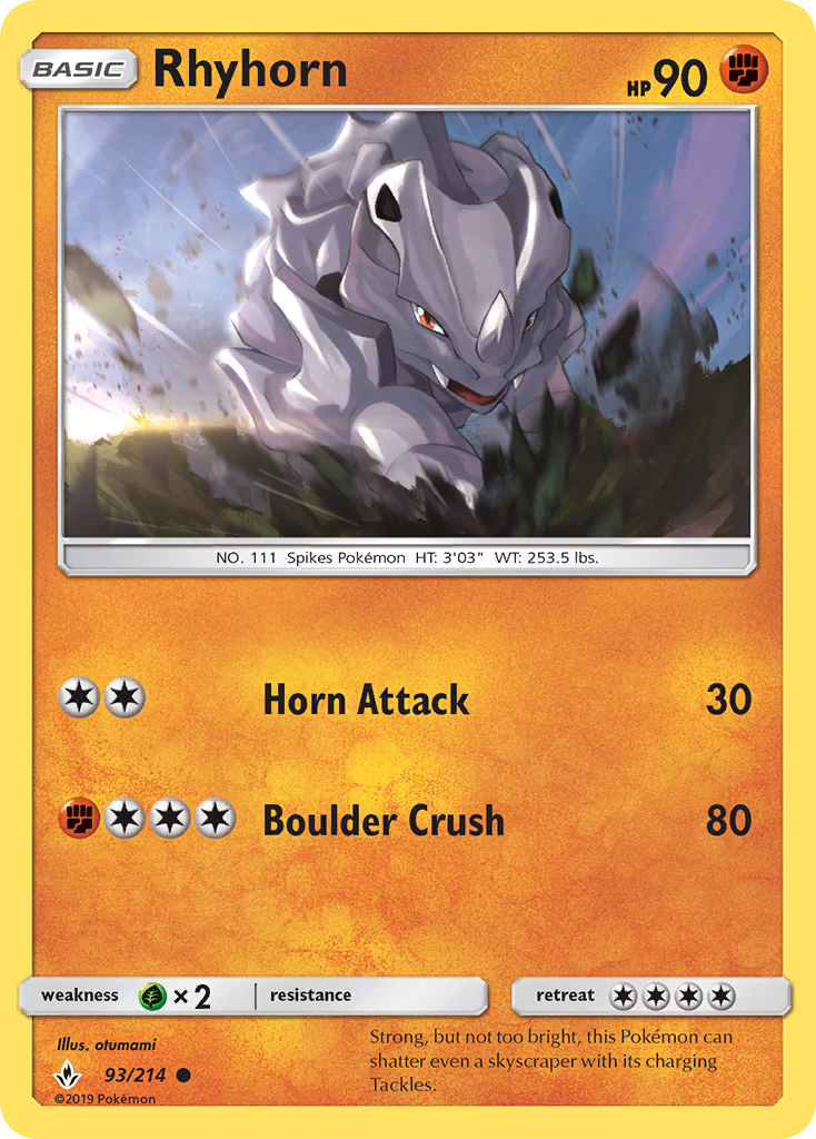 Rhyhorn (93/214) [Sun & Moon: Unbroken Bonds] | Good Games Adelaide SA
